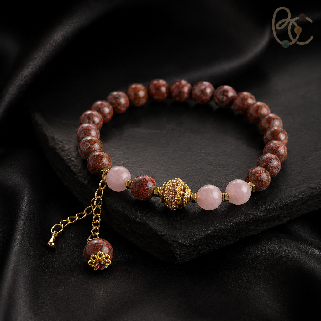 Dunhuang Spectrum — Floral Tea & Sandalwood Incense Charm Bracelet
