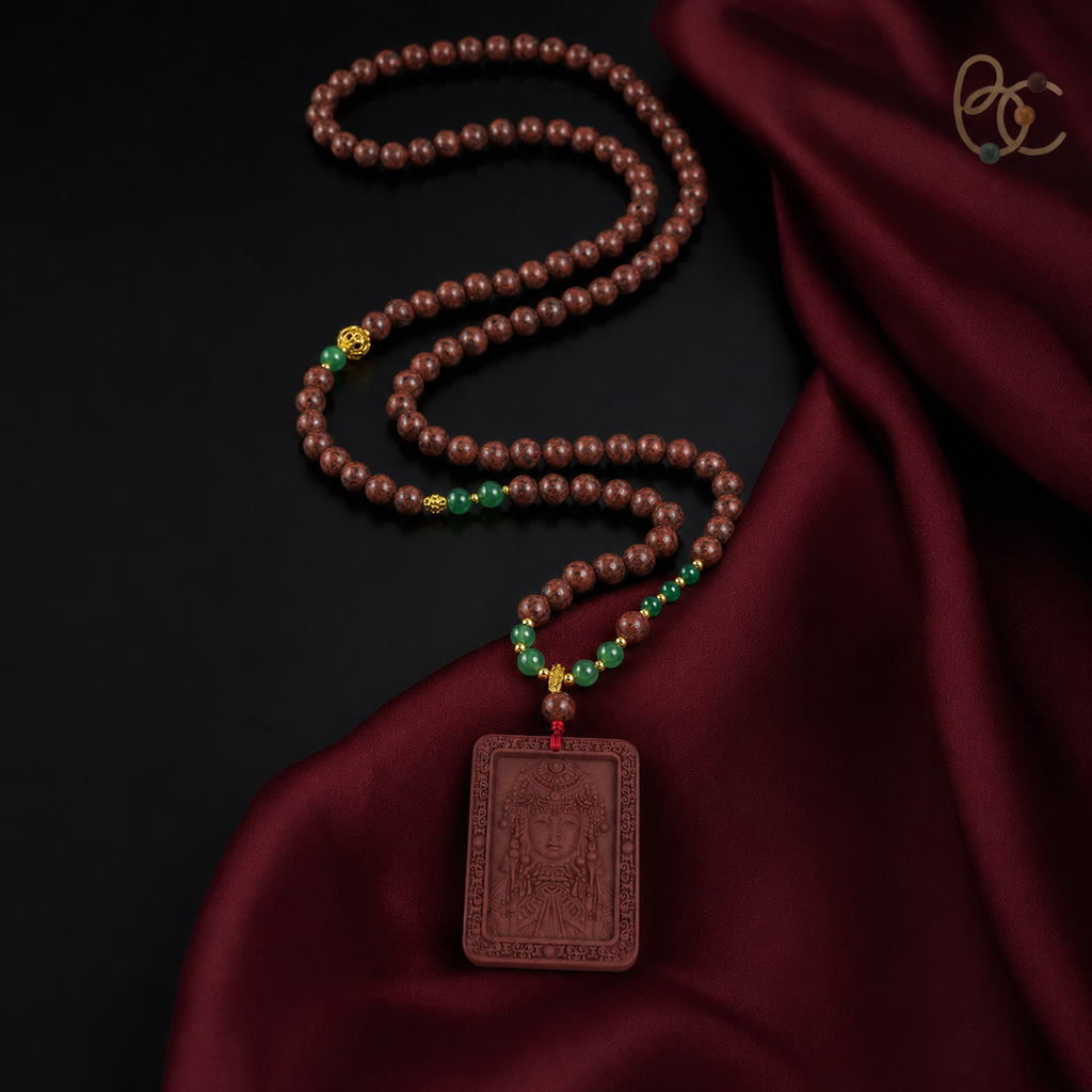 Dunhuang Spectrum — Floral Sandalwood Incense Bead Buddha Necklace