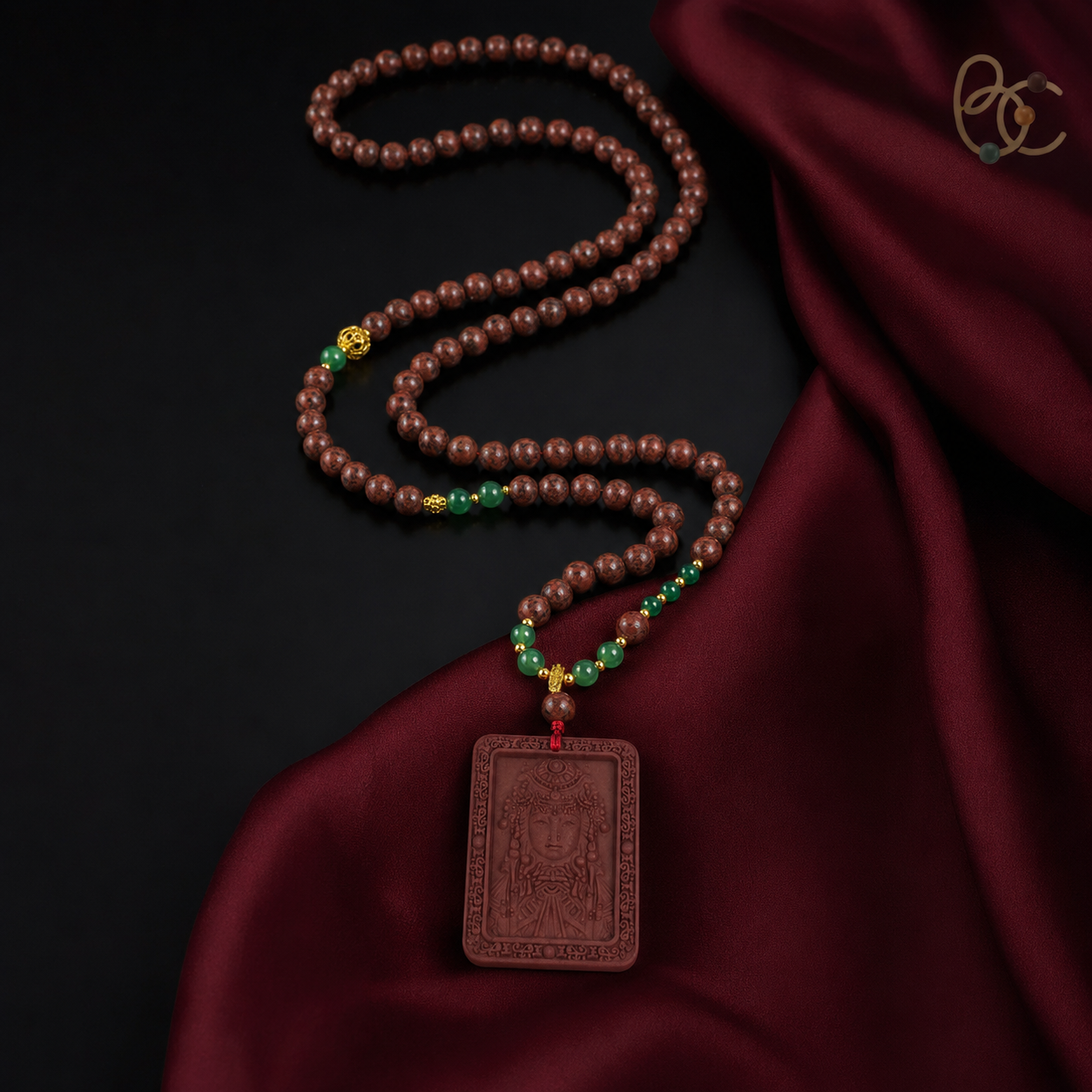 Dunhuang Spectrum — Floral Sandalwood Incense Bead Buddha Necklace