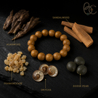 Pear Pavilion — 15-Bead Agarwood & Sandalwood Bracelet