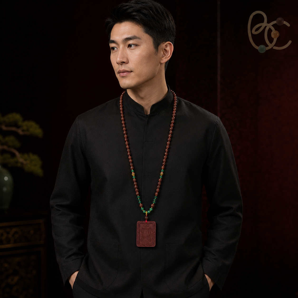 Dunhuang Spectrum — Floral Sandalwood Incense Bead Buddha Necklace