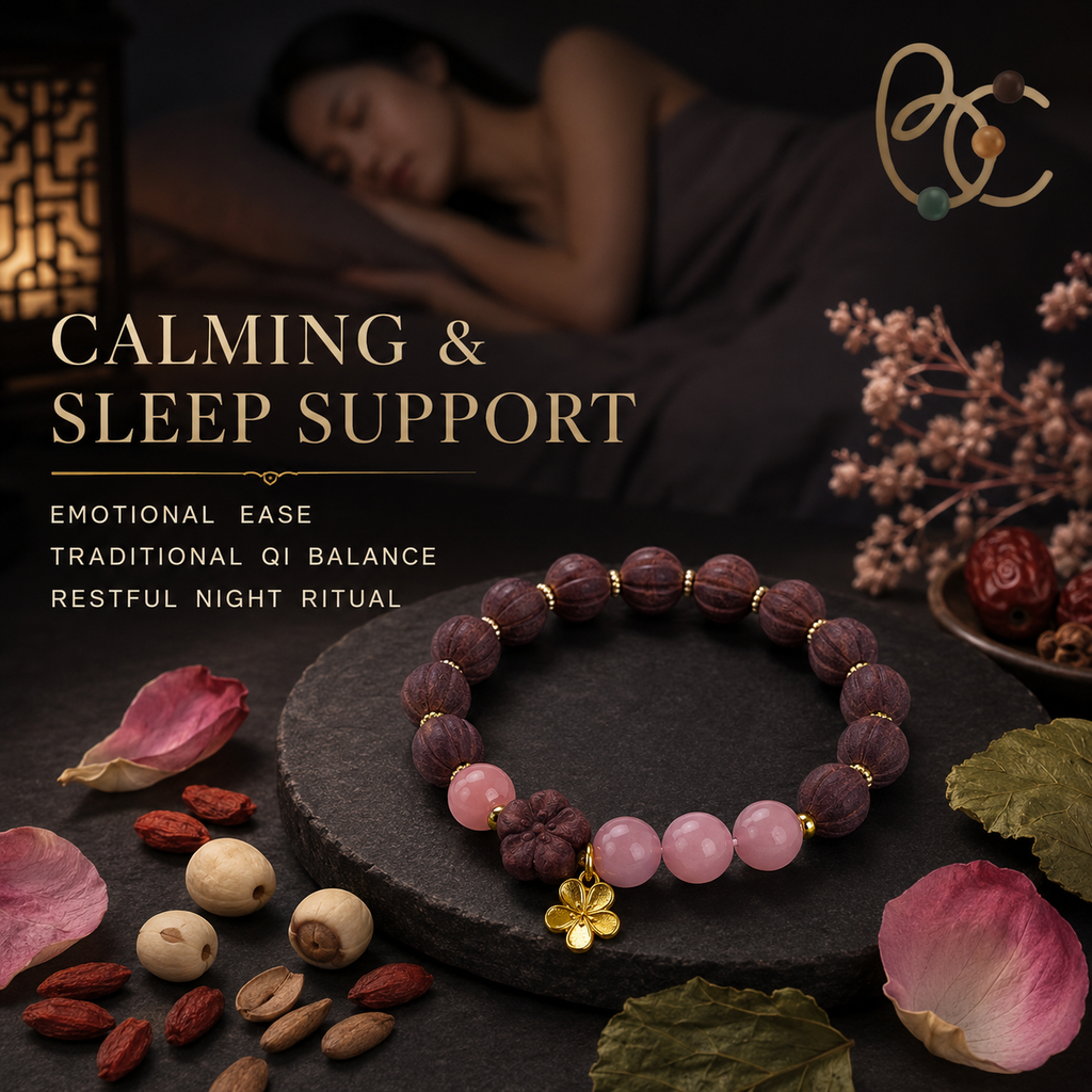 Rose Ease — Rose & Jujube Incense Bracelet with Rose Quartz