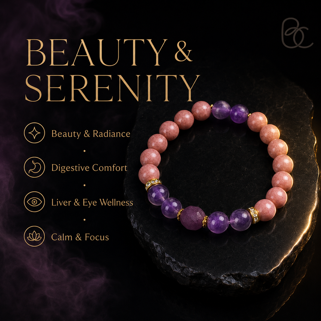 Rose Mist — Rose Agarwood Incense Bracelet with Amethyst