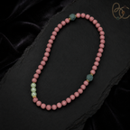 Blush & Azure — Double-Wrap Rose Agarwood Incense Bracelet