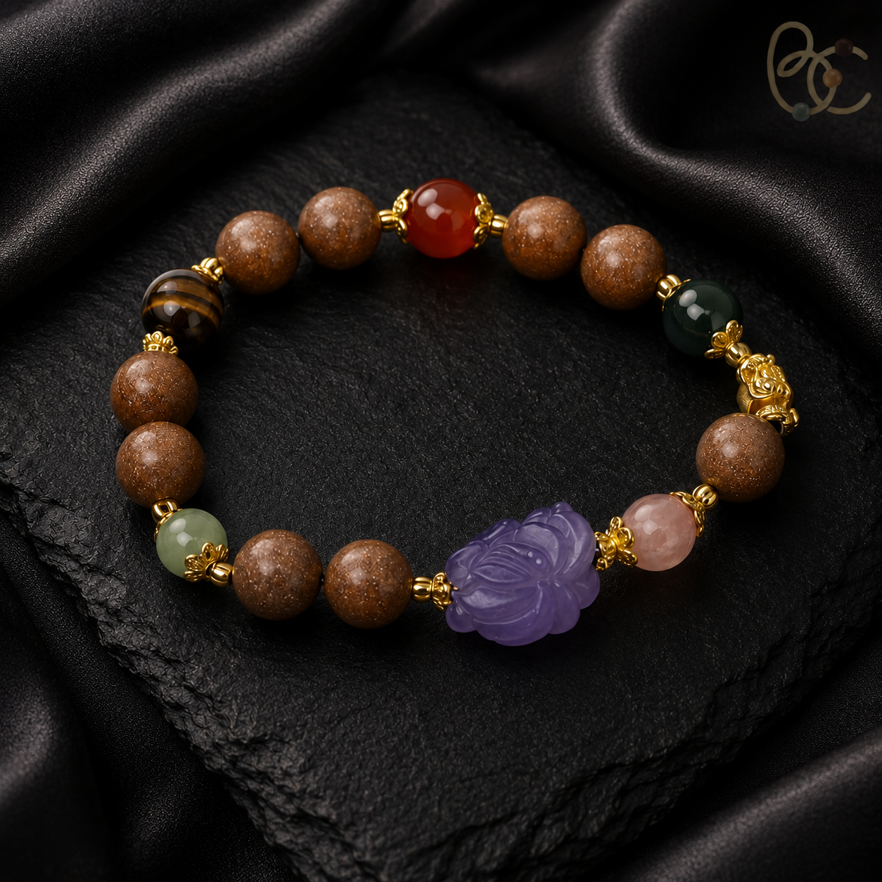 Greenwood Air — Spiced Agarwood Bracelet with Fox Charm