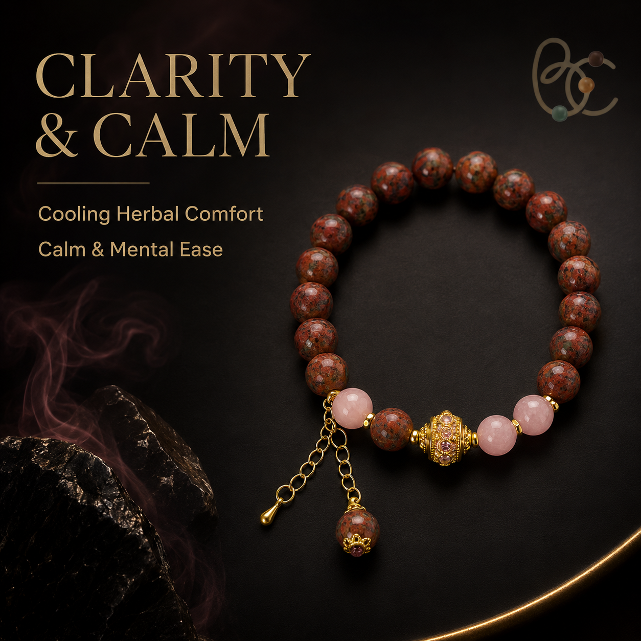 Dunhuang Spectrum — Floral Tea & Sandalwood Incense Charm Bracelet