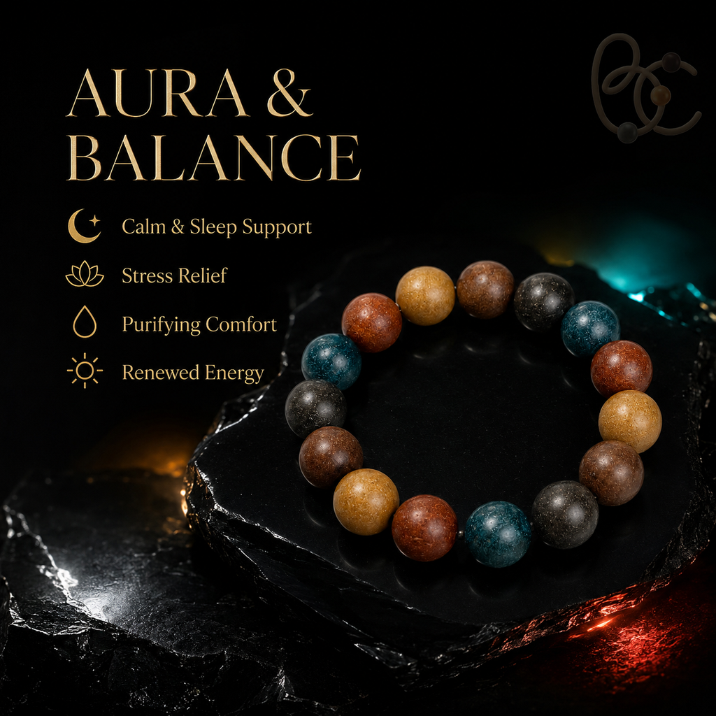 Five Elements Harmony — 15mm Herbal Incense Bead Bracelet