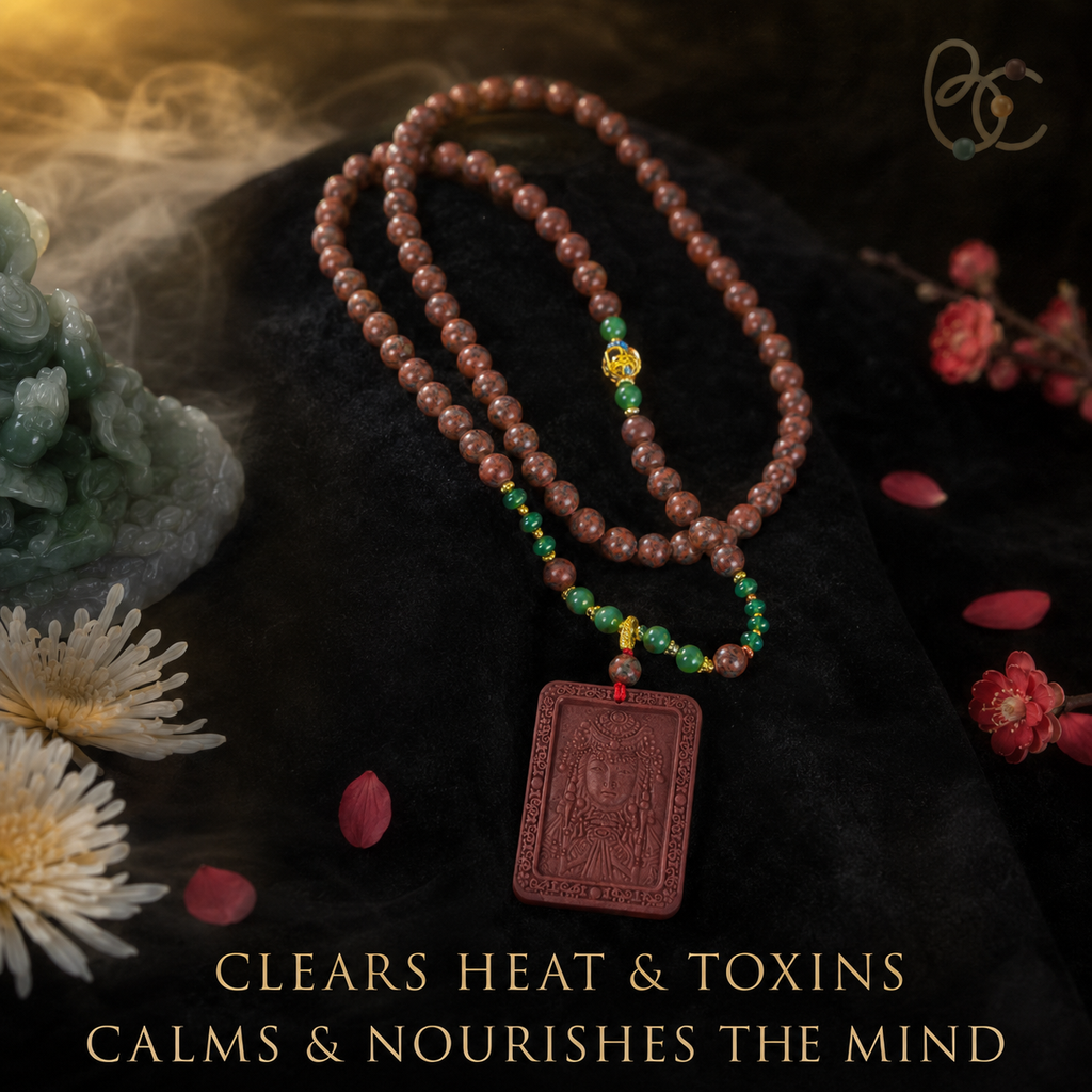 Dunhuang Spectrum — Floral Sandalwood Incense Bead Buddha Necklace