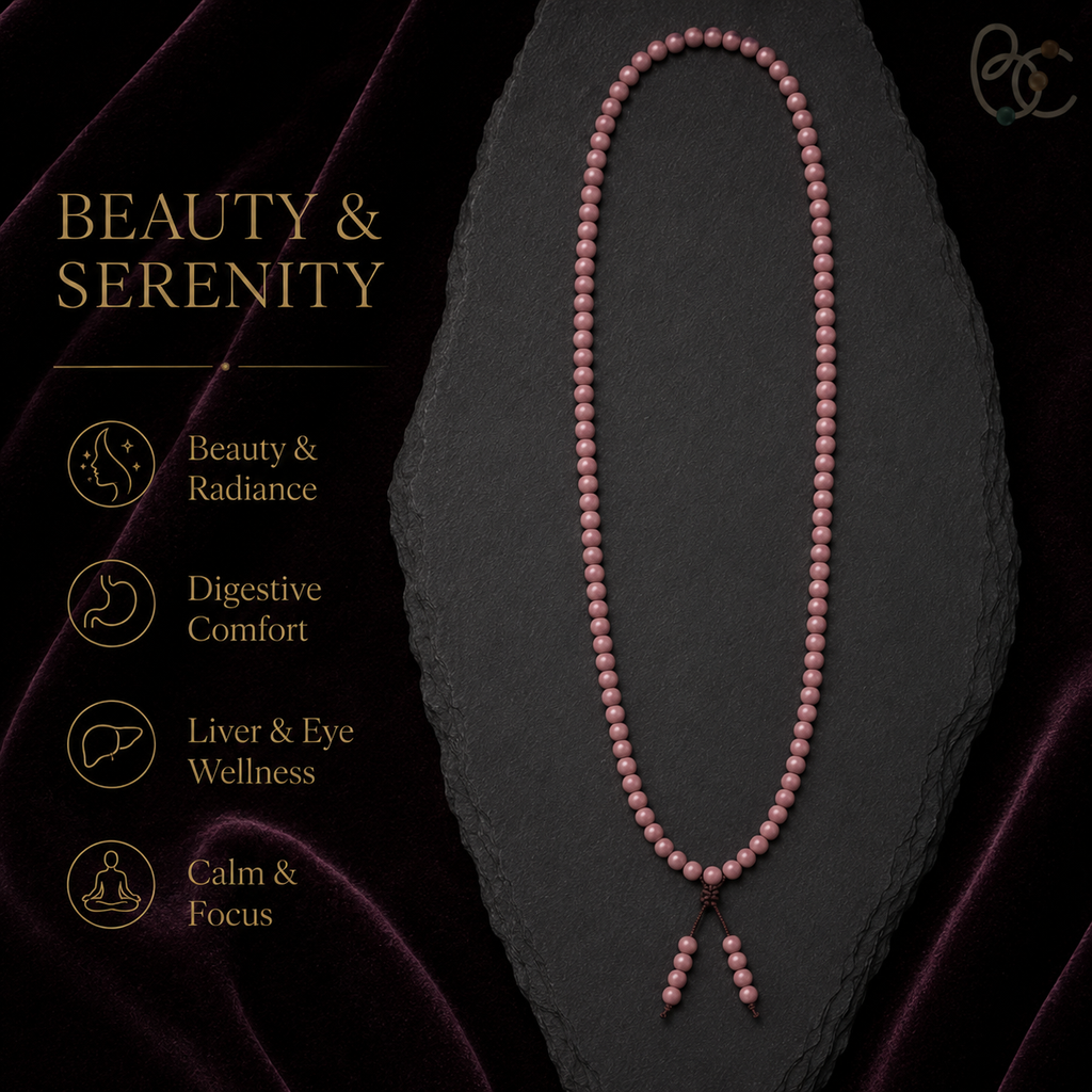 Blush Reverie — Rose Agarwood Long-Strand Incense Mala