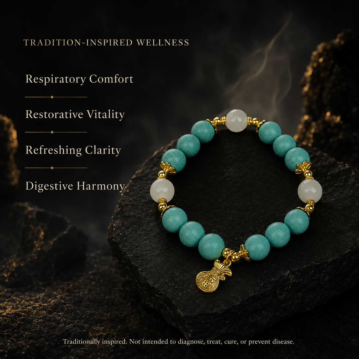 Jade Fortune — 10mm Citrus Agarwood Incense Charm Bracelet