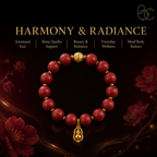 Lady of Blossoms — Rose Agarwood Bracelet with Golden Gourd Charm