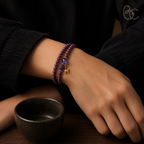 Imperial Violet — Double-Wrap Rose Bracelet with Horse Charm