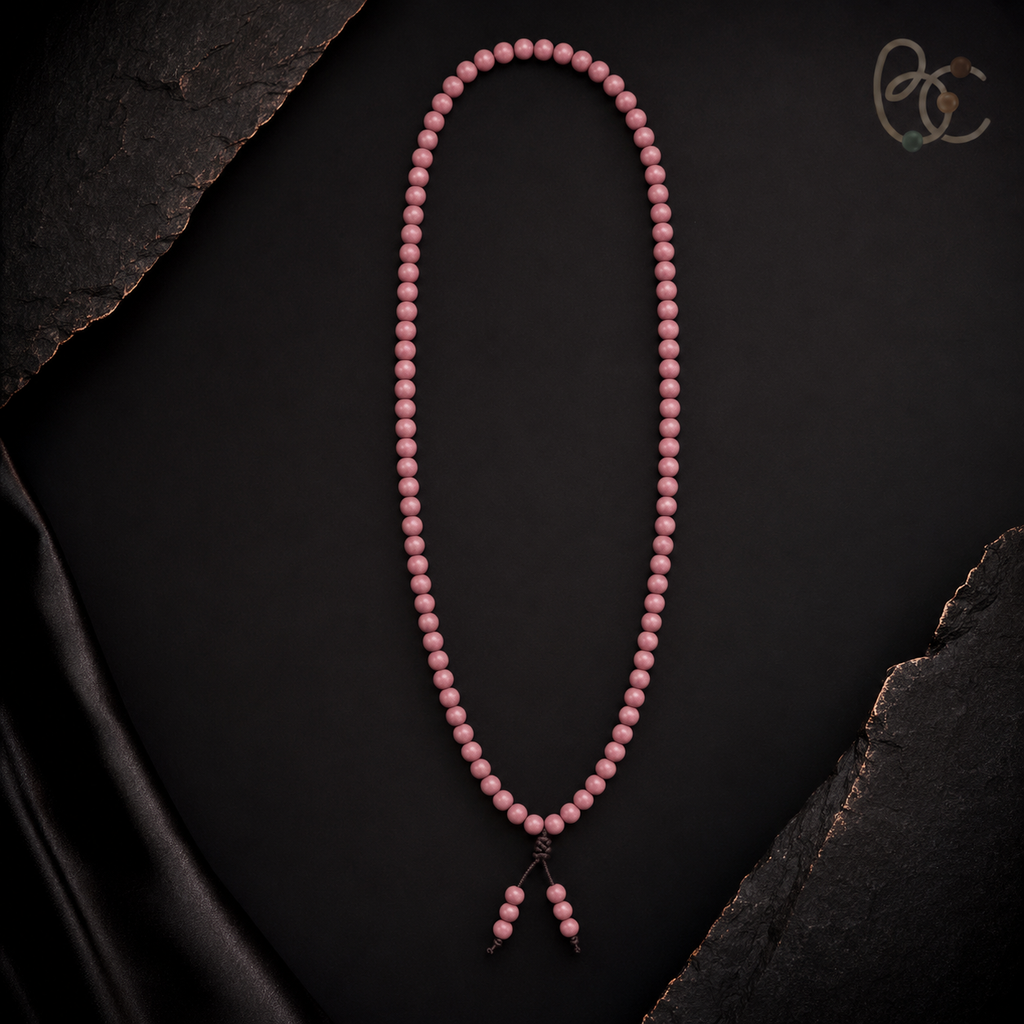 Blush Reverie — Rose Agarwood Long-Strand Incense Mala