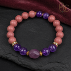 Rose Mist — Rose Agarwood Incense Bracelet with Amethyst