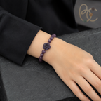 Imperial Violet — Rose Sandalwood Bracelet with Peach Blossom Charm