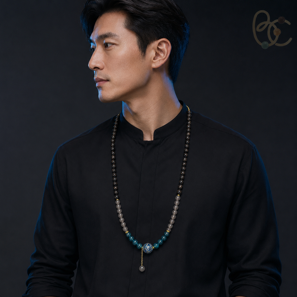 Fourfold Lacquer — Agarwood Sandalwood Incense Bead Necklace